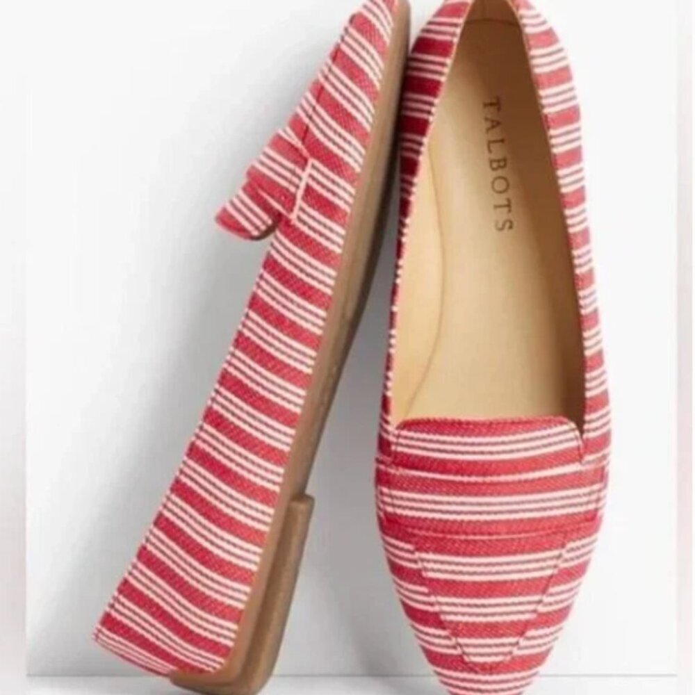 Talbots‎ Francesca Red Stripe Cotton Driving Moccasins Size 6.5